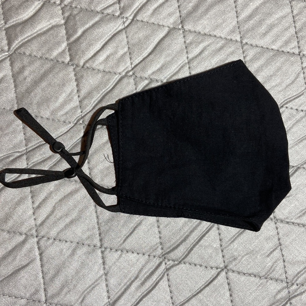 Face Mask. Flat Black. New. Adjustable Ear Loops.